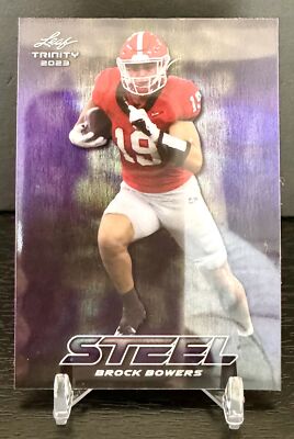 2023 Leaf Trinity (Mega Box) #S-14 Brock Bowers Steel Lava Purple /49