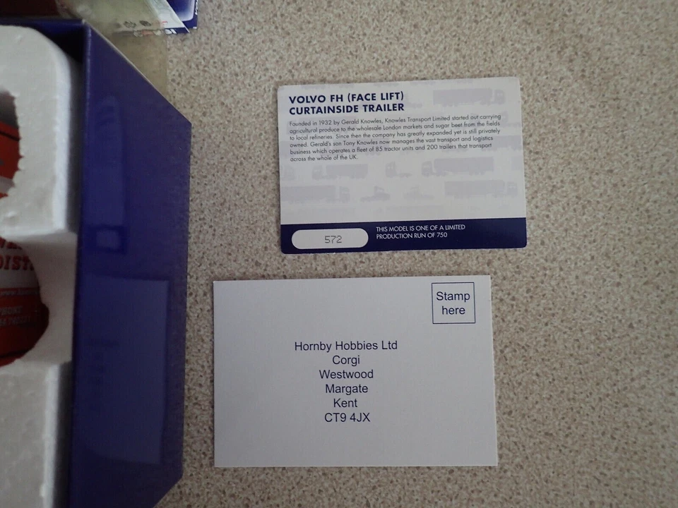 Corgi 1:50 CC14034 Volvo FH Curtainside Knowles Transport Ltd Undisplayed - Image 2 of 4