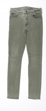 H&M Damen Skinny Jeans gr&uuml;n Baumwollmischung Gr&ouml;&szlig;e W33