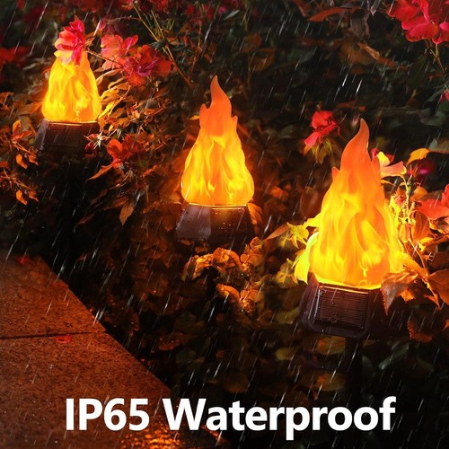 4 Pack Solar Halloween Lights Outdoor Waterproof LED Flame Torches Garden New - Picture 4 of 7