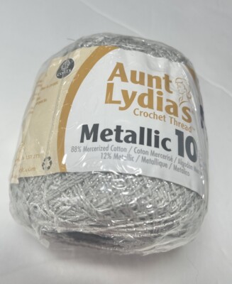 AUNT LYDIA CROCHET THREAD #10 1pk. SILVER. I Combine Ship.read