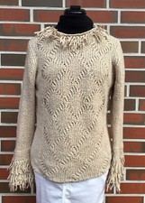 MORE CONCEPTION Strickpullover Pullover Gr. M beige Wolle, Polyacryl Fransen TOP