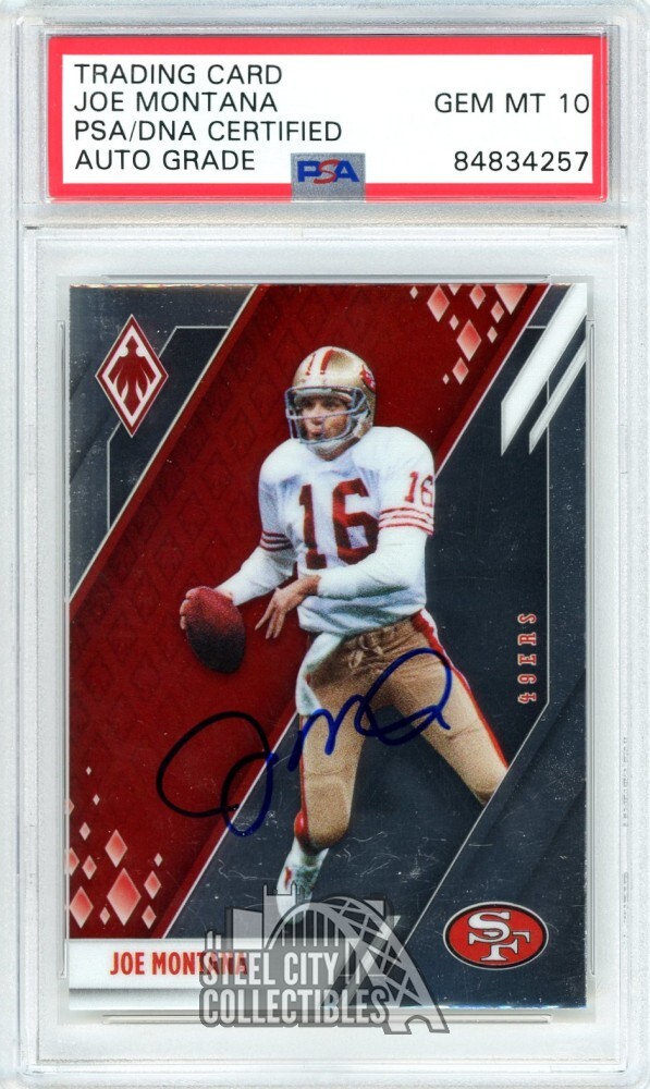 Joe Montana 2021 Panini Phoenix Football Autograph Card #82 PSA/DNA 10