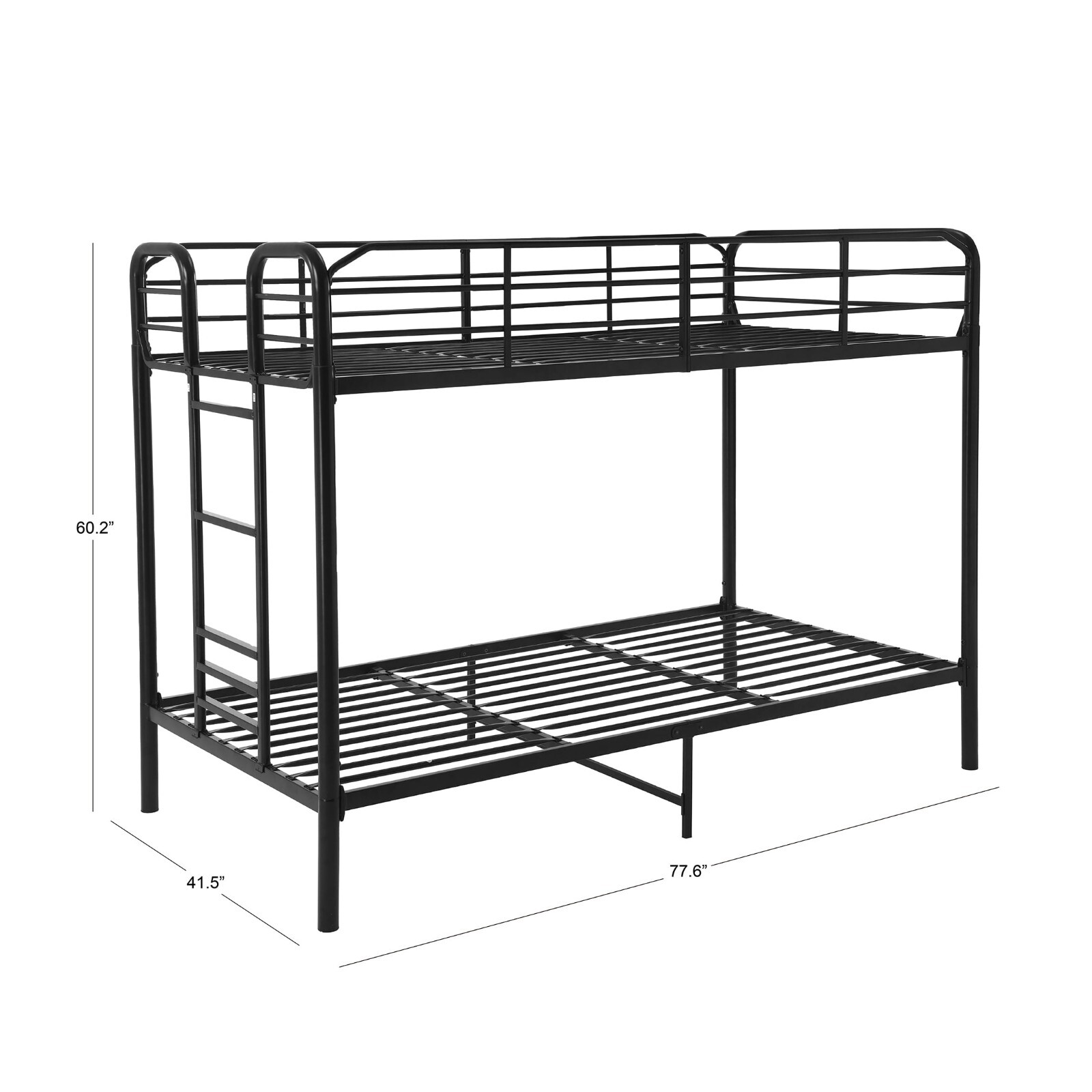 Your Zone Twin Over Twin Metal Bunk Bed with Ladder for Kids Bedroom, Black eBay