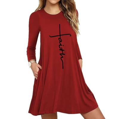 short baggy dresses Women Baggy Short Sleeve Dress Ladies Casual Letter Print Long Dresses Plus  Size