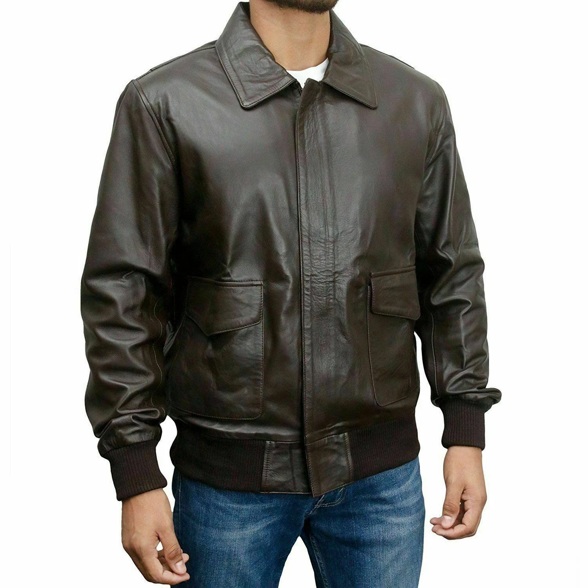 Mens leather 2025 flying jackets ebay
