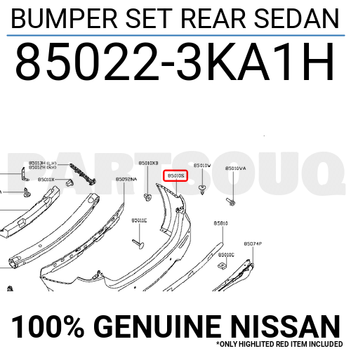 850223KA1H Genuine Nissan BUMPER SET REAR SEDAN 850223KA1H eBay