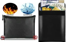 2000℉ Upgrade Fire Proof money Bag Fireproof Document Pouch Waterproof Safe Cash
