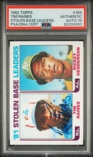 1982 Topps #164 Stolen Base Leaders Tim Raines Auto  PSA 10 Auto Grade