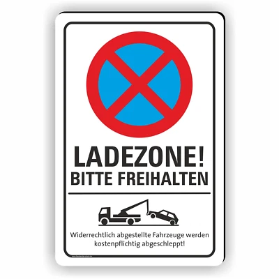FASSBENDER-DRUCK SCHILDER Parken verboten - LADEZONE BITTE FREIHALTEN (Hochkant) SCHILD PV28