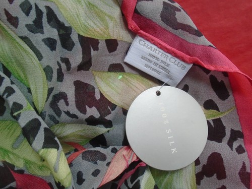 Charter Club Long Rectangle Floral Silk Scarf 50'' New - Picture 5 of 6