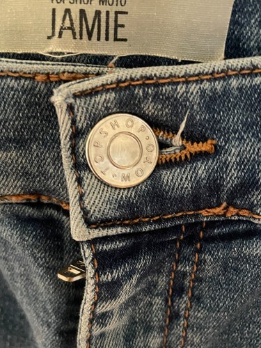 TOPSHOP Moto Jamie Jeans W25 L30 Embroidered Distress Skinny Stretch Mid Rise - Picture 8 of 14