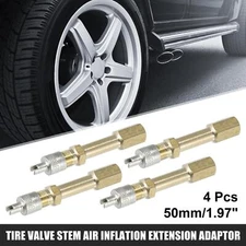 4pcs 50mm Brass Wheel Tire Valve Extender Stem Extension Inflation Stright Pole