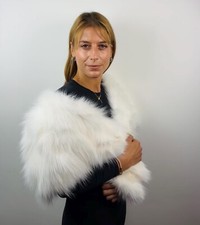 White Fur Stole, Fox Fur Shawl, Fur Wrap, ONE SIZE