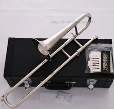 TOP New JINBAO Silver nickel Slide Trumpet Bb Soprano Trombone Horn canvas Case
