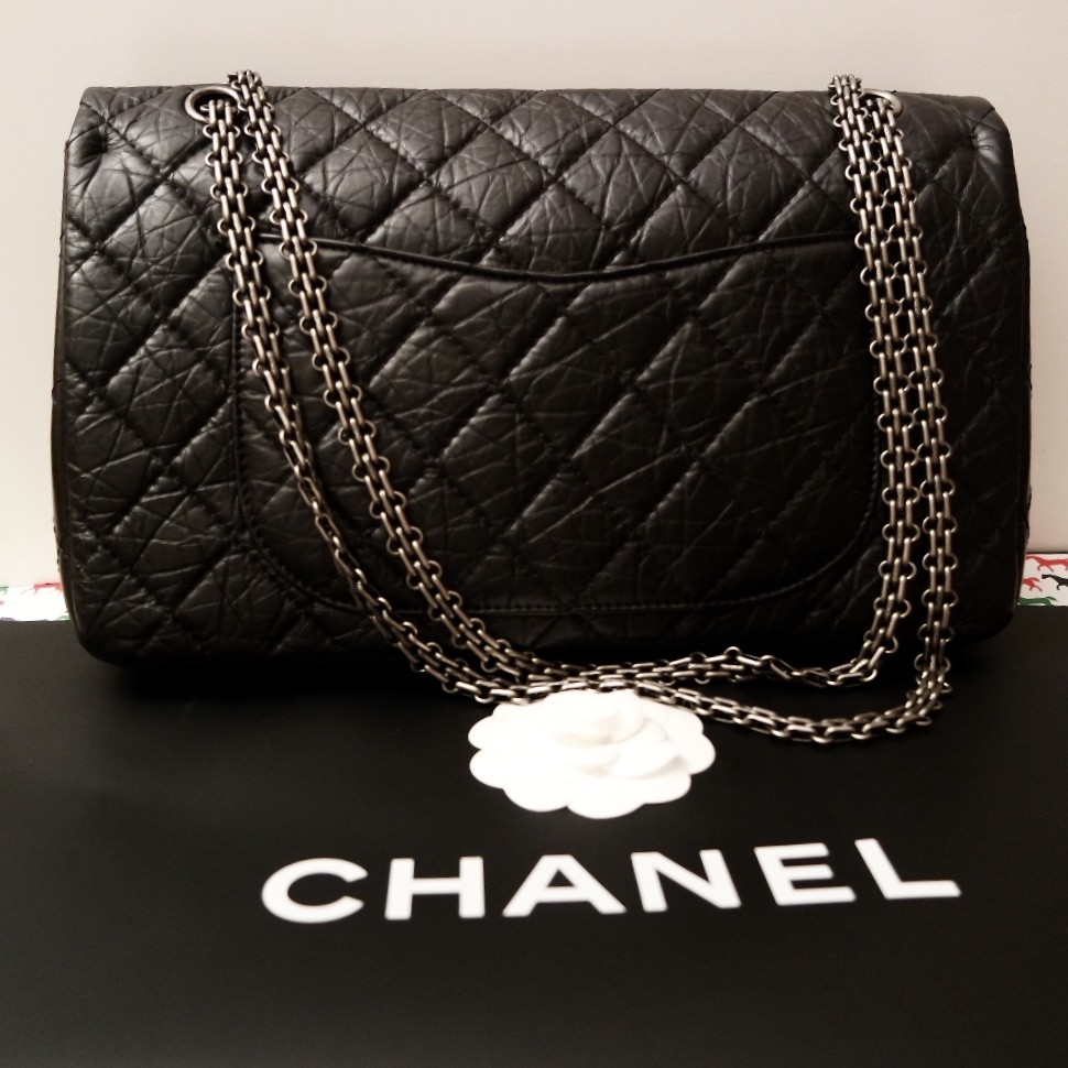 CHANEL HANDBAG MADEMOISSELE 2.55 MAXI IN BLACK VITAGE LOOK | eBay
