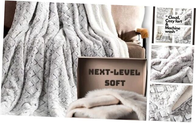 DaDa Bedding Luxury White Faux Fur Throw Blanket - 90