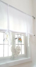 Gardine Raffrollo weiß B. 80/100/120/140...200 cm Landhaus Shabby Vintage Rollo