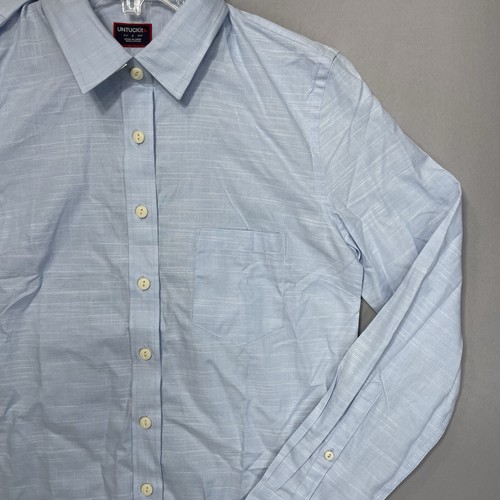 NUEVA UNTUCKit Mujer Camisa Oxford Azul Abotonada Talla 2 Algodón Texturizado Nueva Sin Etiquetas - Imagen 3 de 17