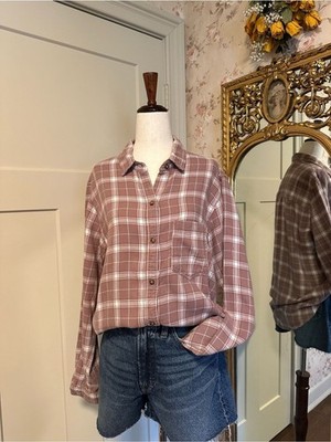 Abercrombie & Fitch Mauve Pink Flannel Shirt Size L Lumberjack Granola