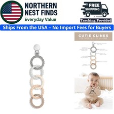 Cutie Clinks Attachable Teether Toy - Safe Silicone Chew for Babies in Neutral