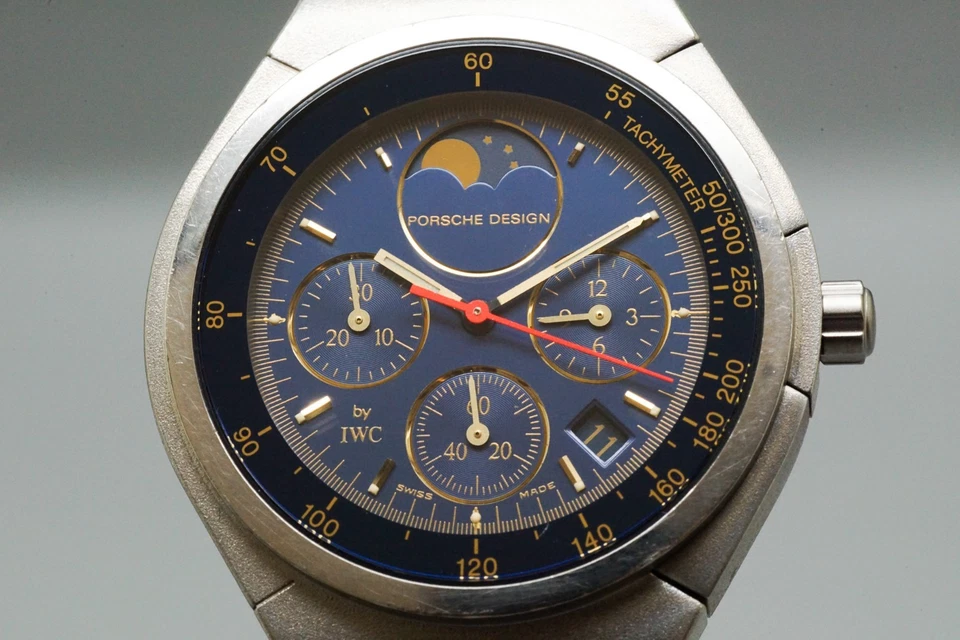 *SERVICED* PORSCHE DESIGN IWC Chronograph Moonphase 3742 Titan Quarzuhr - Bild 4 von 4