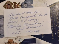 Pvt. RUSSELL HAMLER Last Living Member Merrill's Marauders D. 2023  Signed 3x5