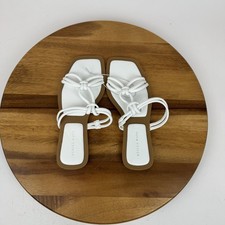New NWOB Womens Azalea Wang Stetson White Casual Leather Slides Sandals Size 8