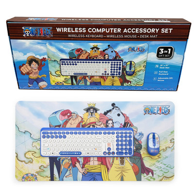 One Piece  Wireless Computer Accessory Set, Keyboard, Mouse, Desk Mat NIB