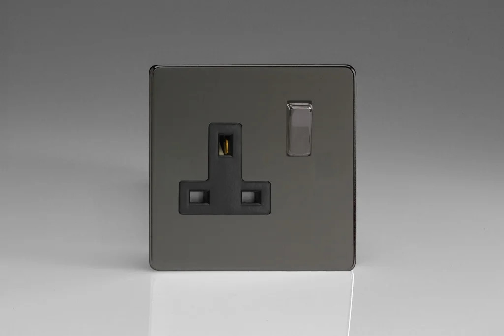 13A Socket Iridium 2 Pole Screwless + Iridium/Black Insert Varilight XDI4BS