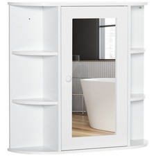 Bathroom Storage Cabinet Over - the - Sink Organizer with Mirrored Door White