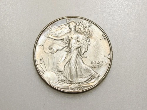 1946-D 50C WALKING LIBERTY SILVER HALF DOLLAR GEM BU