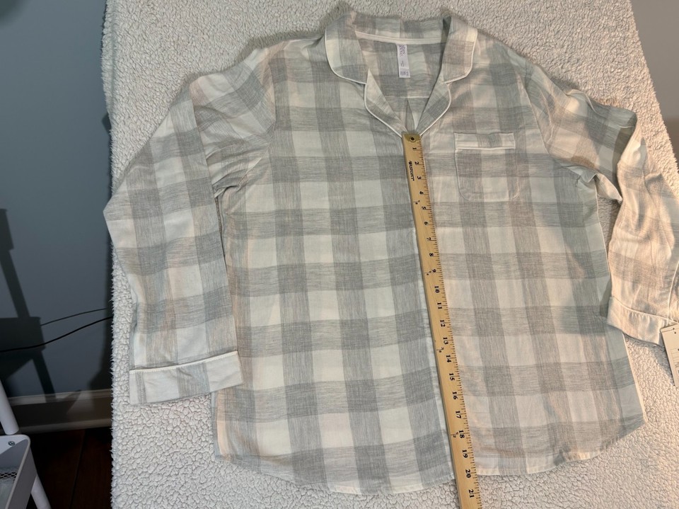 Stars Above Pajama Set XXL NWT Gray White Buffalo Check Plaid 100% ...