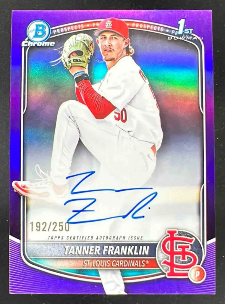 2025 Bowman Draft Chrome Purple Refractor #CPA-TF Tanner Franklin RC Auto /250