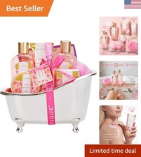 Elegant Rose Gift Set for Women: 8-Piece Spa Basket with Moisturizing Essentials