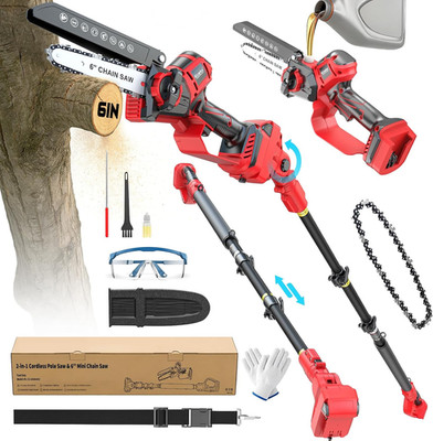 2-In-1 Electric Pole Saw Compatible with Milwaukee 18V Battery, 6 Inch Mini Chai