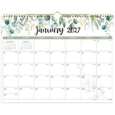 Wall Calendar 2027 - 12 Months Green - Wall Calendar 2027