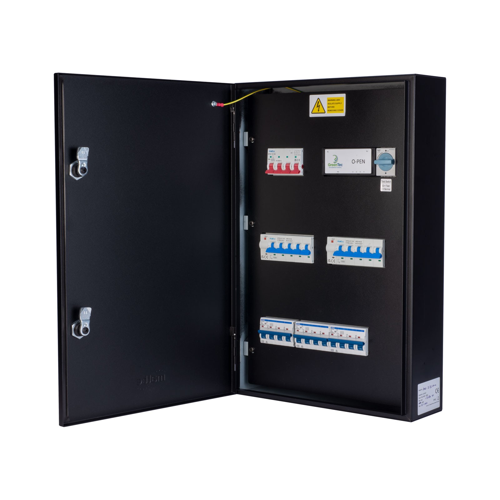 matt:e 32A Connection unit with auto reset and 3x 32A TPN MCBs
