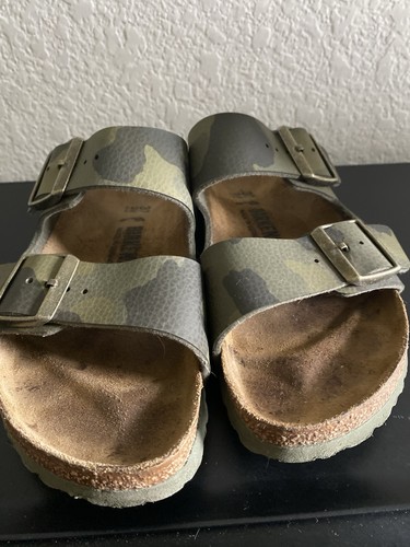 Birkenstock Camo Arizona Leather Sandals Adjustable Straps Cork Footbed Size 37 - Bild 10 von 13