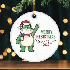 Merry Resistmas 2025 Ceramic Ornament, Holiday Gift for Activists