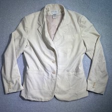 Worthington Stretch Womens Cream 3 Button Blazer Jacket Size 10 Office Career