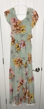 Express Women’s Off The Shoulder Maxi Dress Green Floral Small New