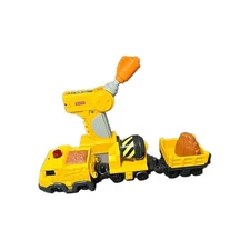 Geotrax Remote Control Yellow Construction Train W Cement & Car Mix n Go works