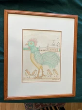 jack savitsky, hen and chicks, framed, ca 1988