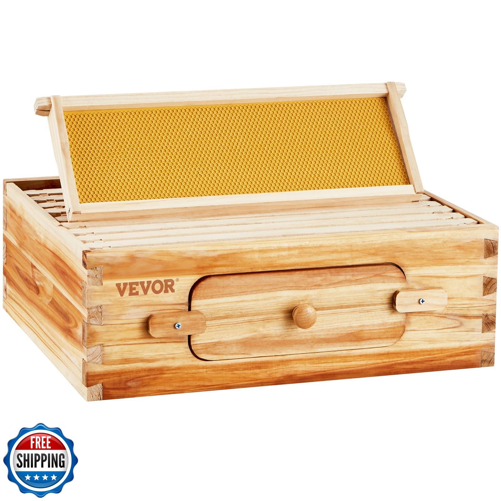 VEVOR 10 Frame Medium Super Bee Hive Box, Bee Box Dipped in 100% 