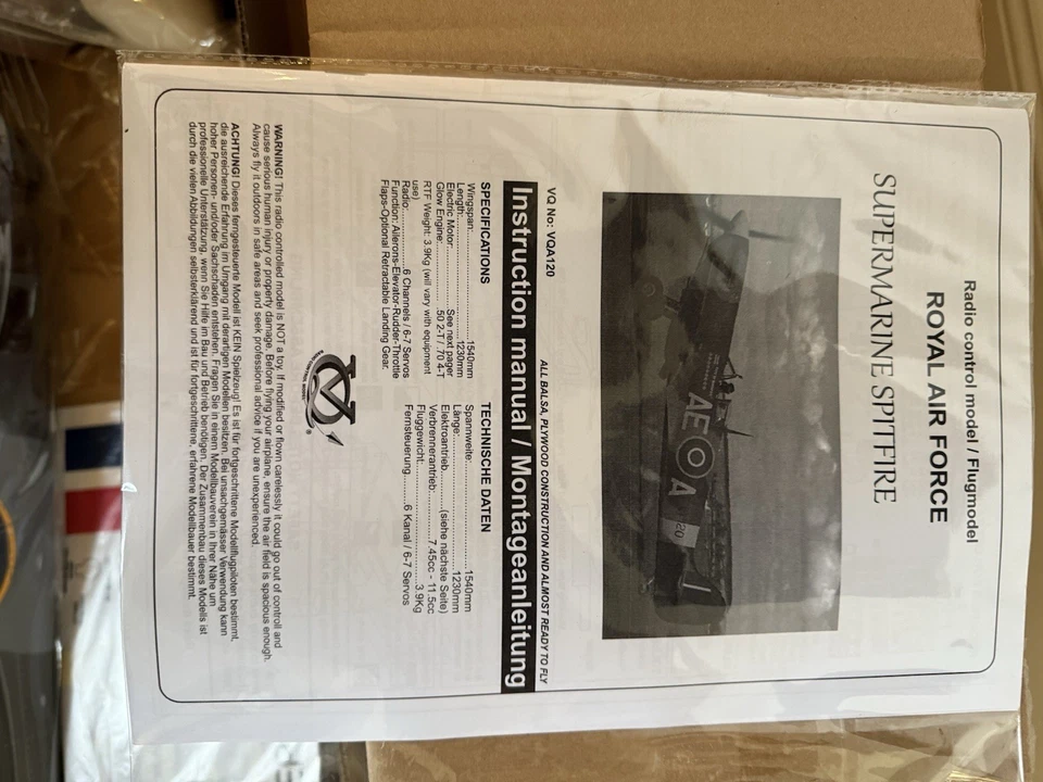 Spitfire VQ Models RC / Benzin Oder Elektrisch Flugzeug - Bild 3 von 3