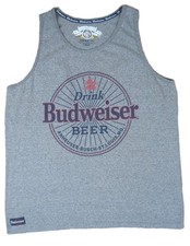 Budweiser Sleeveless T-shirt Size Mens Large Grey Authentic Beer American Lager