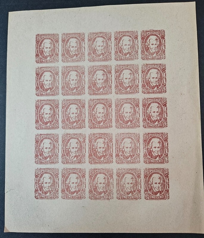 US CSA Stamp Sc 8, 2c brown red MS25, Springfield Replica**  (G189)