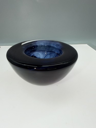 Kosta Boda Atoll Bowl Votive Holder Anna Ehrner Midnight Blue Swirl Beautiful