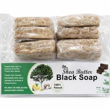 Raw African Black Soap 100 Natural Shea Butter Acne Face Body Pack of 6 Bar